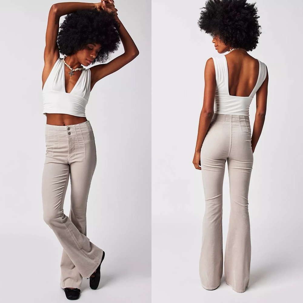 NWT Free People Jayde Cord High Rise Flare Pants - Picture 1 of 5
